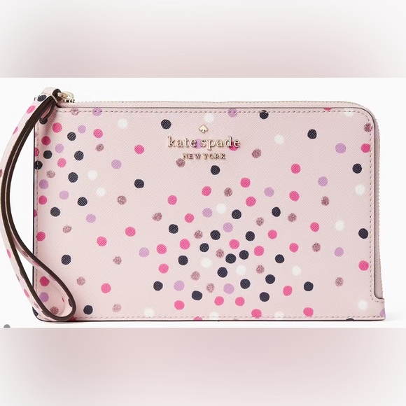 🩷♠️🩷KATE SPADE🩷♠️🩷Staci Festive Confetti Medium L-Zip Wristlet/NWOT - Picture 1 of 8